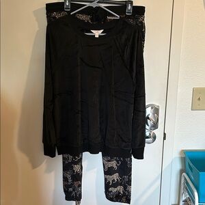 Black Leopard Print Pajama Set (12-14)